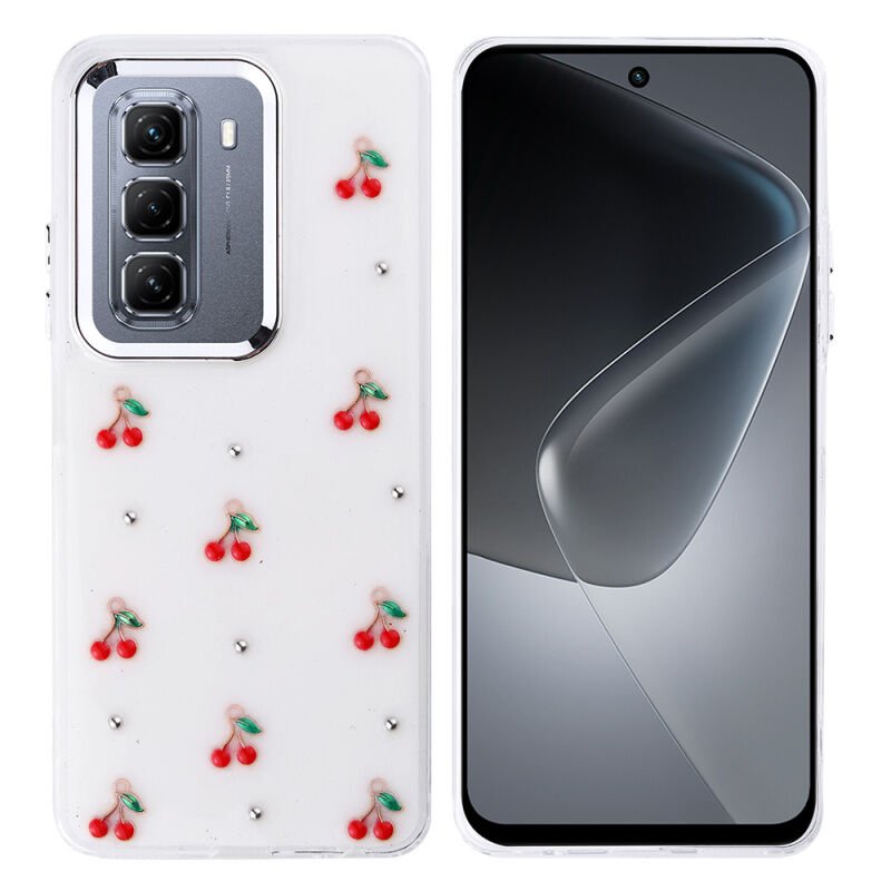 İnfinix Hot 50 4G Kılıf Airbag Tasarımlı Simli Şeffaf Zore Kutup Kapak