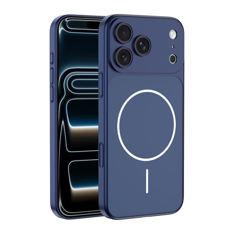 Apple iPhone 17 Pro Kılıf Zore M-Safe Şarj Özellikli Kamera Korumalı Spark Kapak Mavi